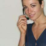 Woman Wearing Telephone Headset